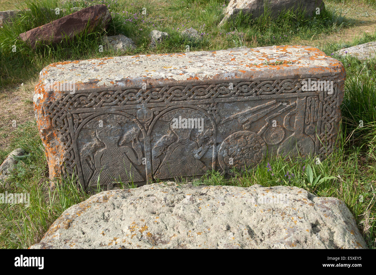 Engraved tomb, Noratus cemetery, Armenia Stock Photo