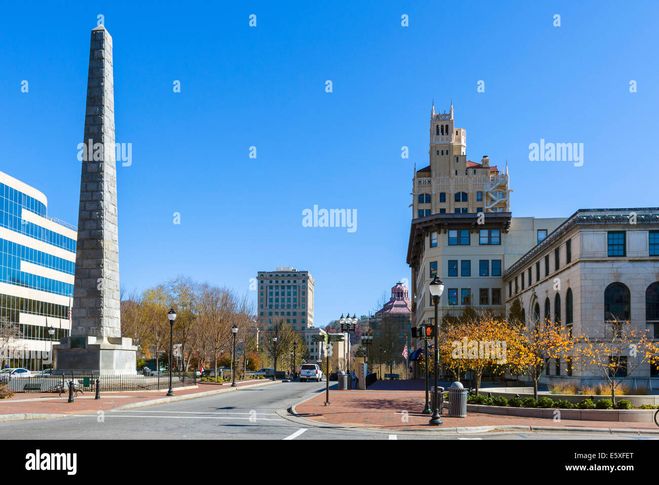 Pack Square in downtown Asheville, North Carolina, USA Stock Photo