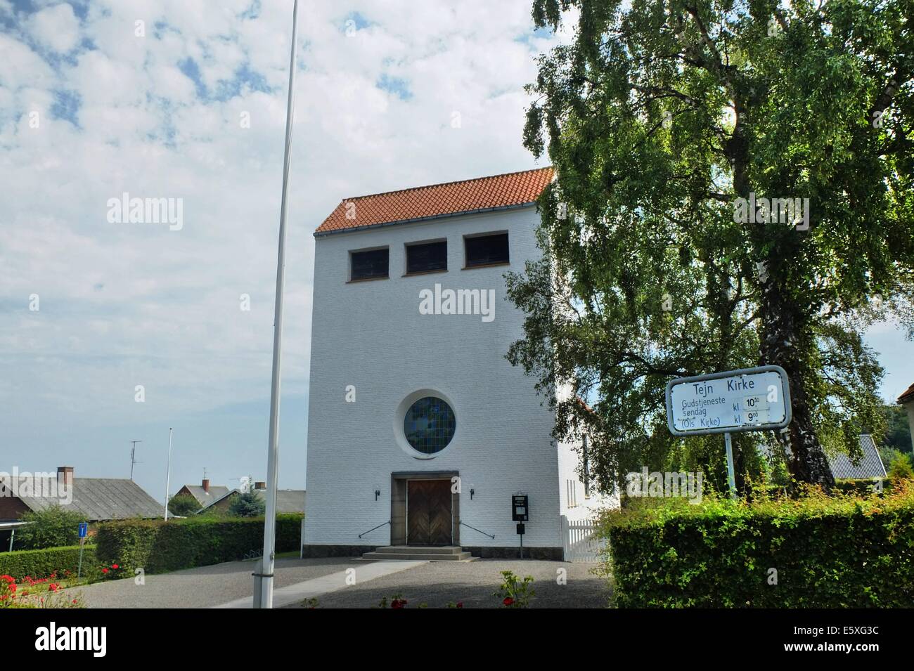 Denmark, Bornholm Island Pictures taken between 1st and 5th August 2014.  Pictured: Church in Tejn village Stock Photo