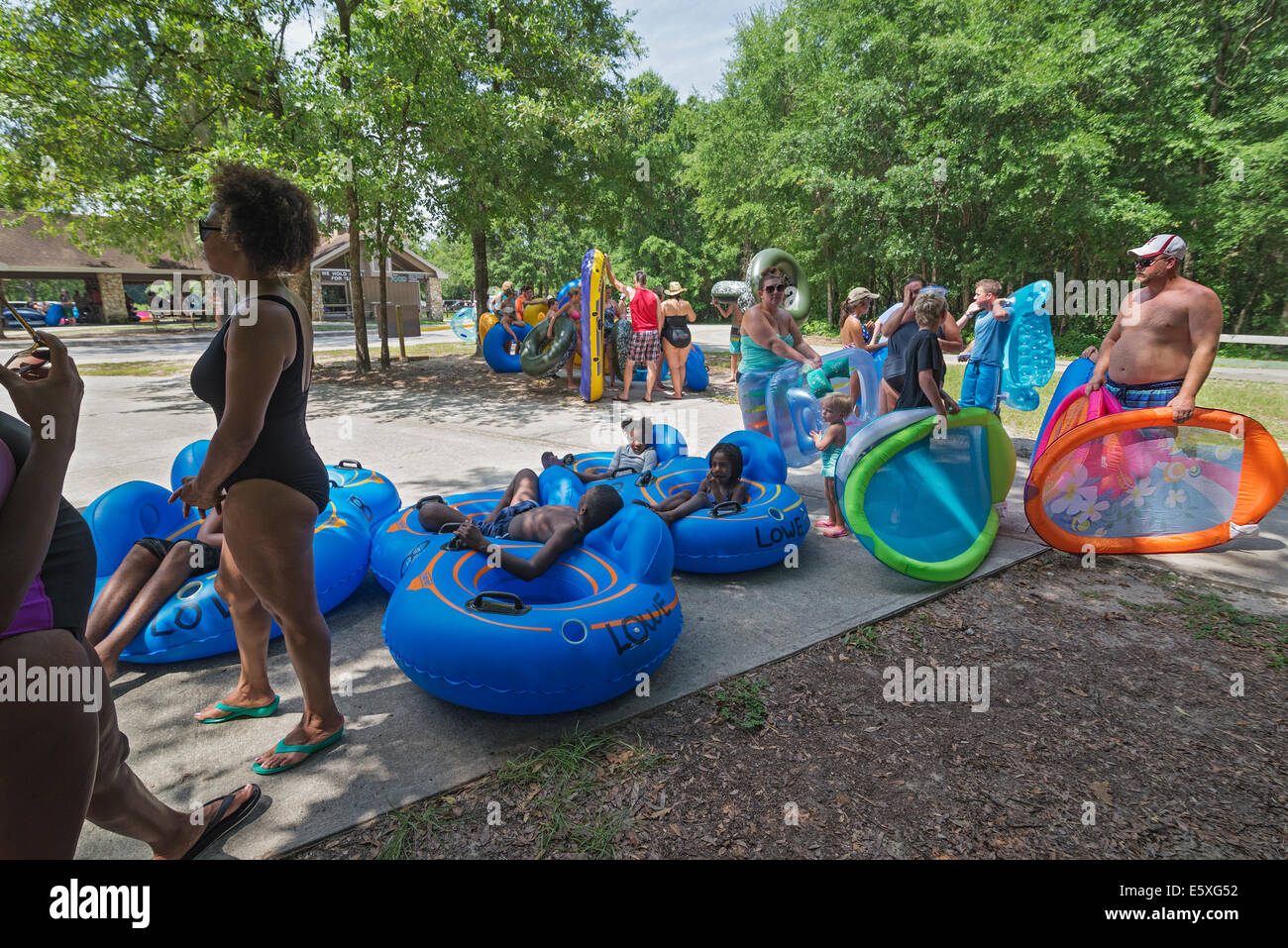 Waiting for tram that takes tubers to starting point for tubing down