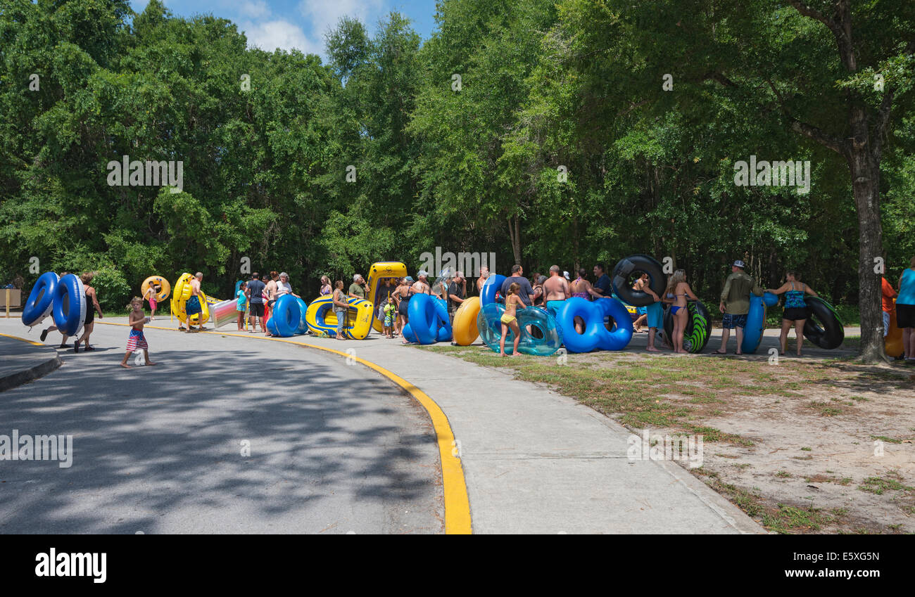 Waiting for tram that takes tubers to starting point for tubing down