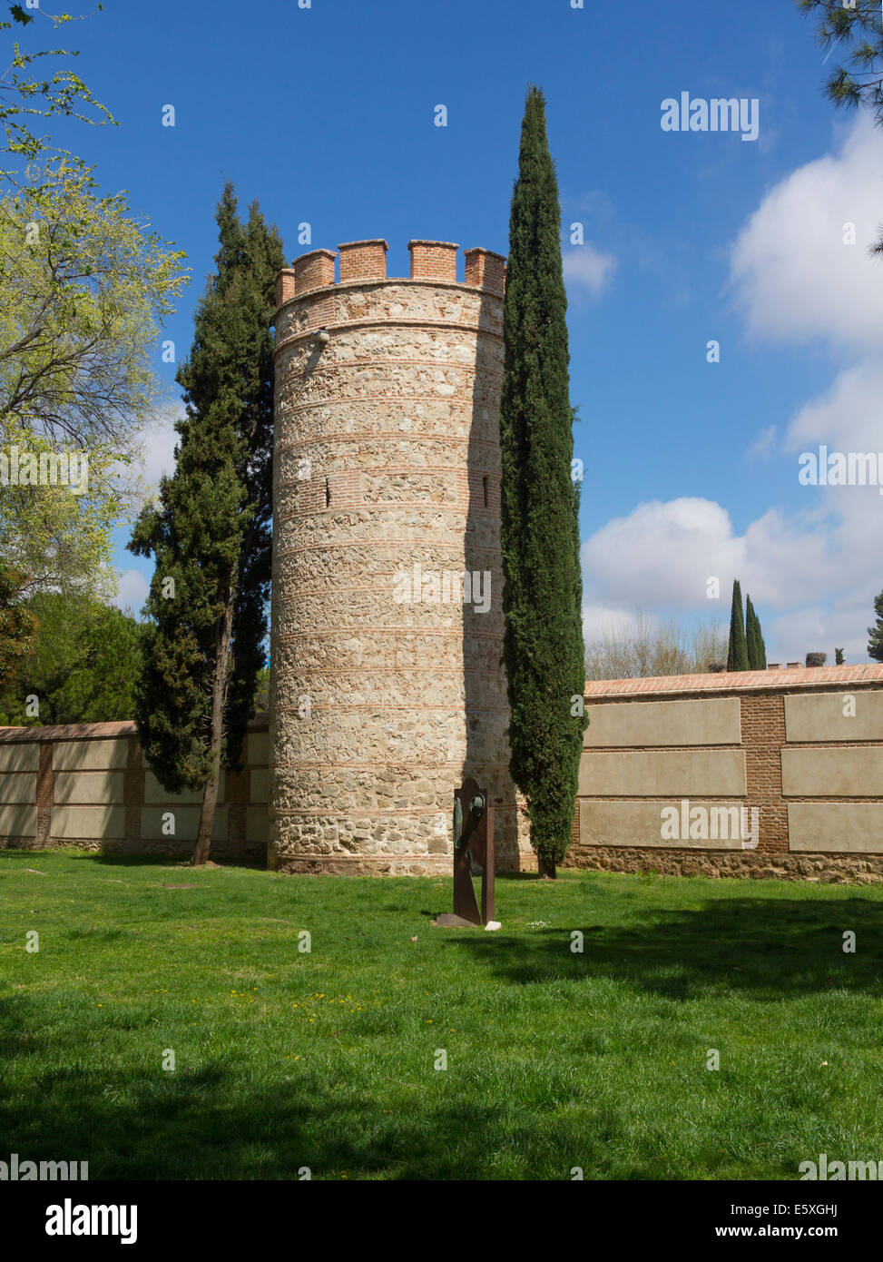 tower of the wall of the archbishopric of Alcala de Henares, Spain Stock Photo