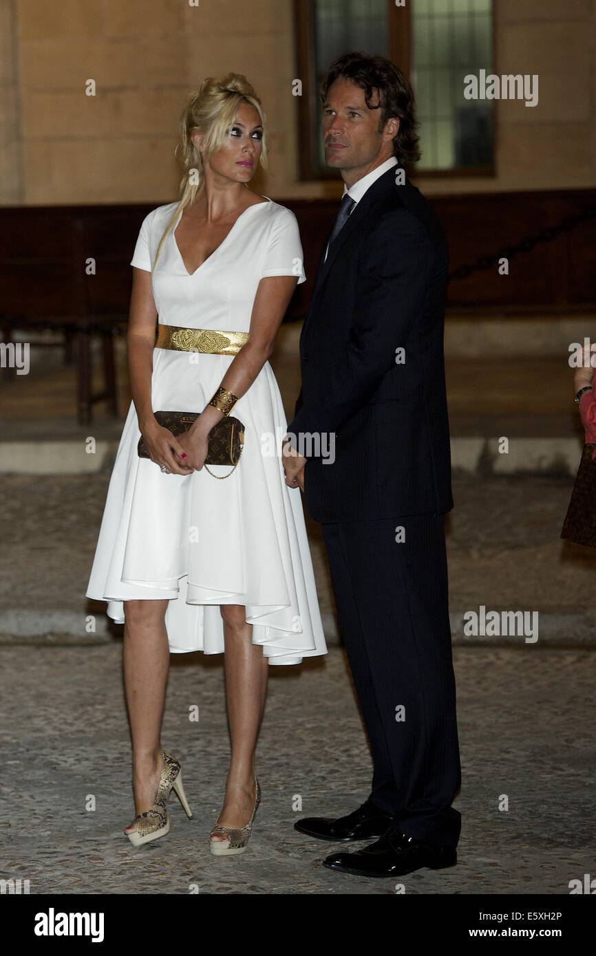 Madrid, Spain. 7th Aug, 2014. Carolina Cerezuela and Carlos Moya attend a Reception to the authorities of the Balearic Islands and a representation of the Balearic society at Palacio de la Almudaina on August 7, 2014 in Palma de Mallorca, Spain Credit:  Jack Abuin/ZUMA Wire/Alamy Live News Stock Photo