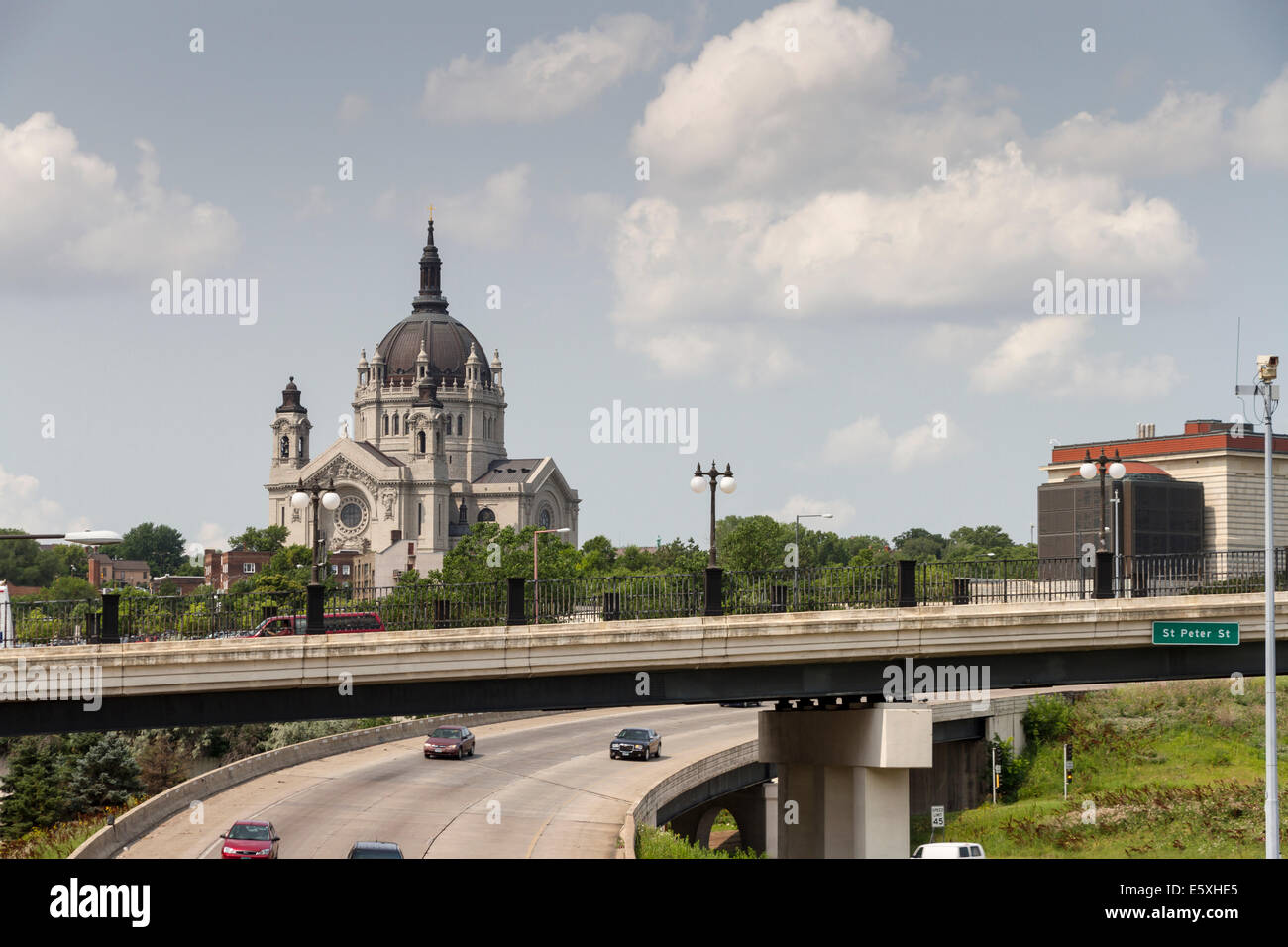 Cathedral of St Paul and freeway, St Paul, Minnesota, USA Stock Photo ...