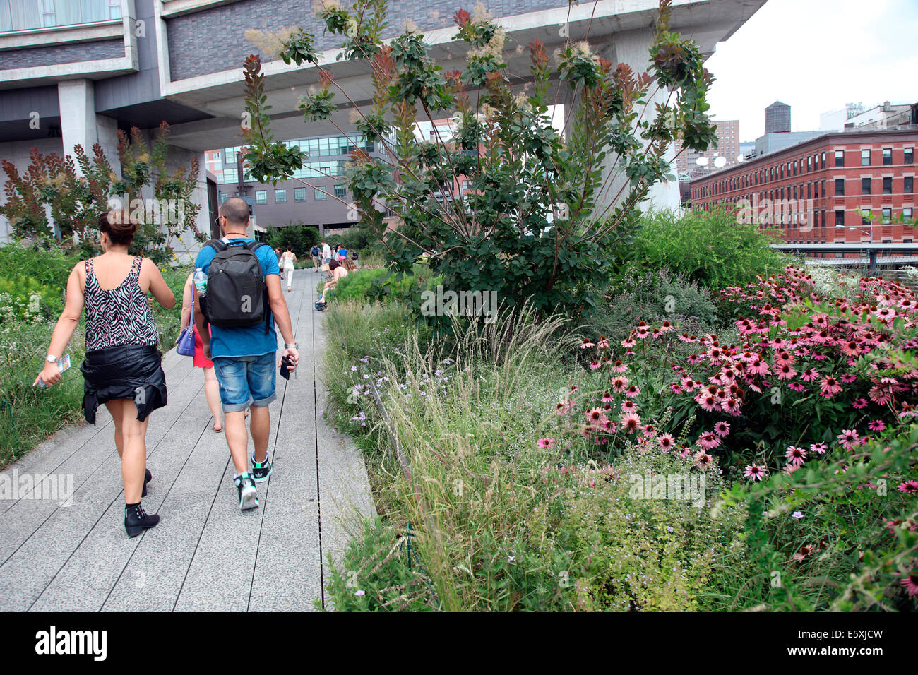 The High Line, a mile long linear park on what was the elevated railway known as the West Side Line. Stock Photo