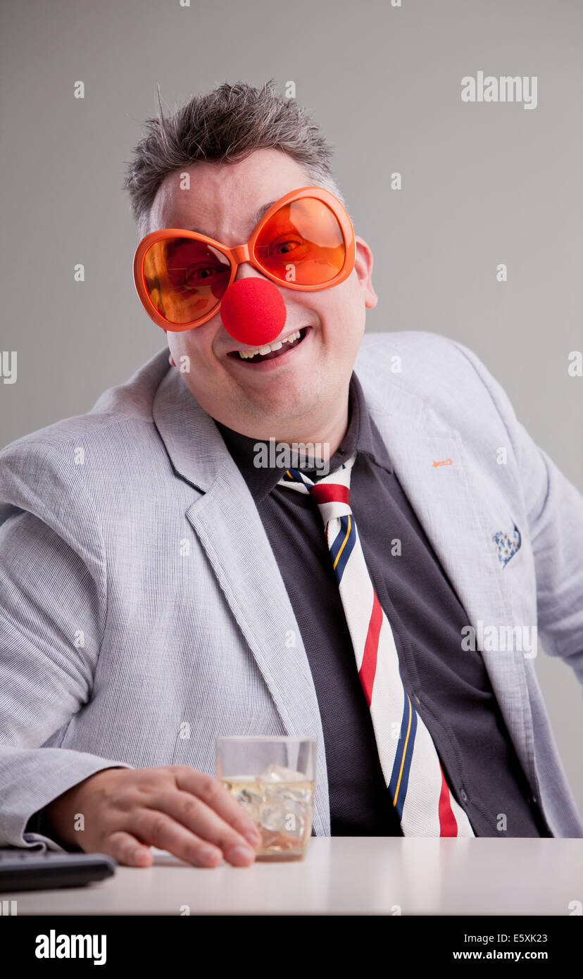 drunk executive businessman ask you to rrust him even if is clear he is absolutely unreliable Stock Photo