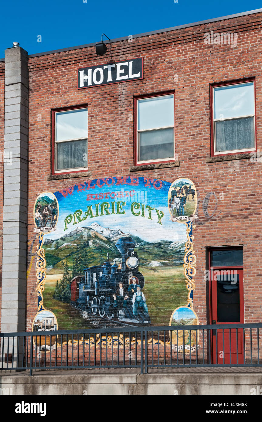 Oregon, Prairie City, hotel wall mural Stock Photo Alamy