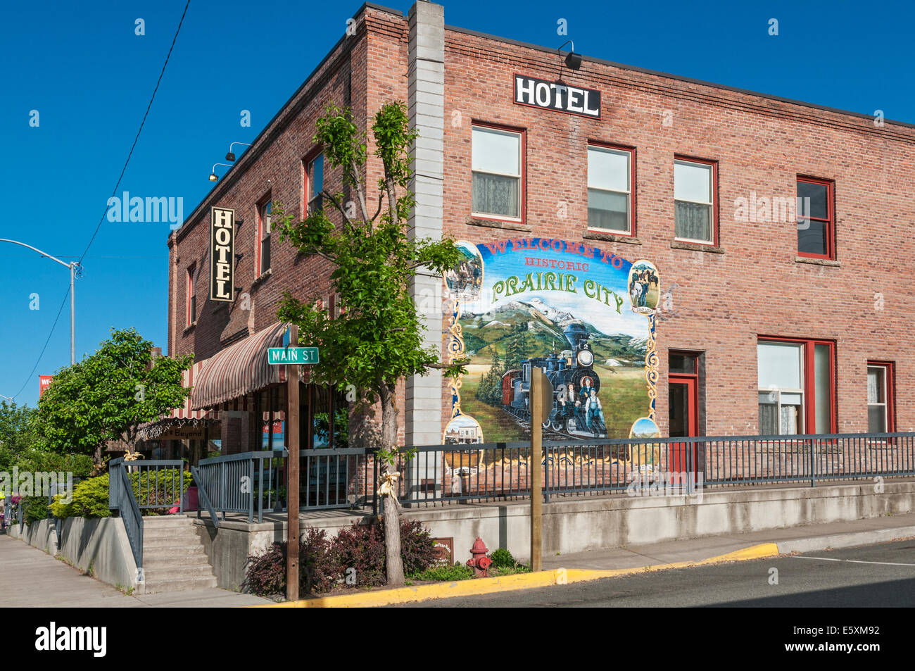 Oregon, Prairie City, hotel wall mural Stock Photo  Alamy