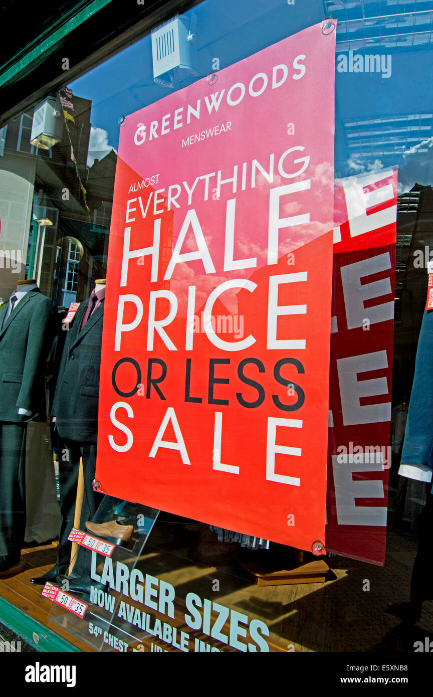 Half Price  Sale in town centre, York, North Yorkshire, England, United Kingdom Stock Photo