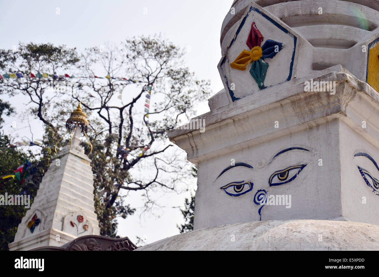 Buddha eyes or Wisdom eyes at Swayambhunath Temple or Monkey Temple ...