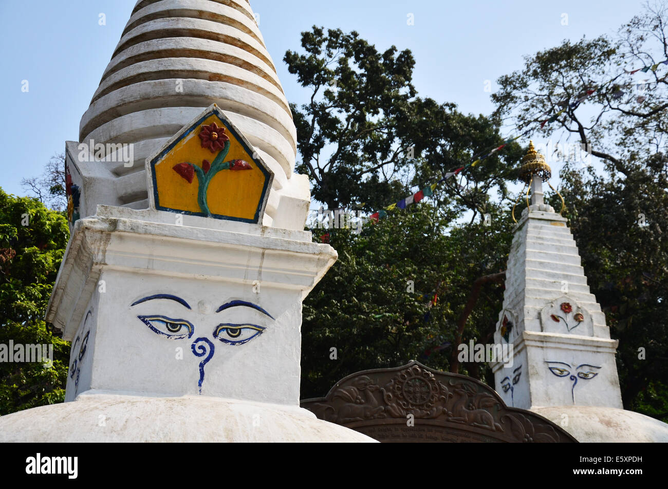 Buddha eyes or Wisdom eyes at Swayambhunath Temple or Monkey Temple ...