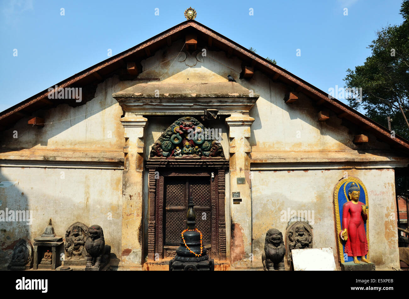 Swayambhunath Temple or Monkey Temple with Buddha eyes or Wisdom eyes ...