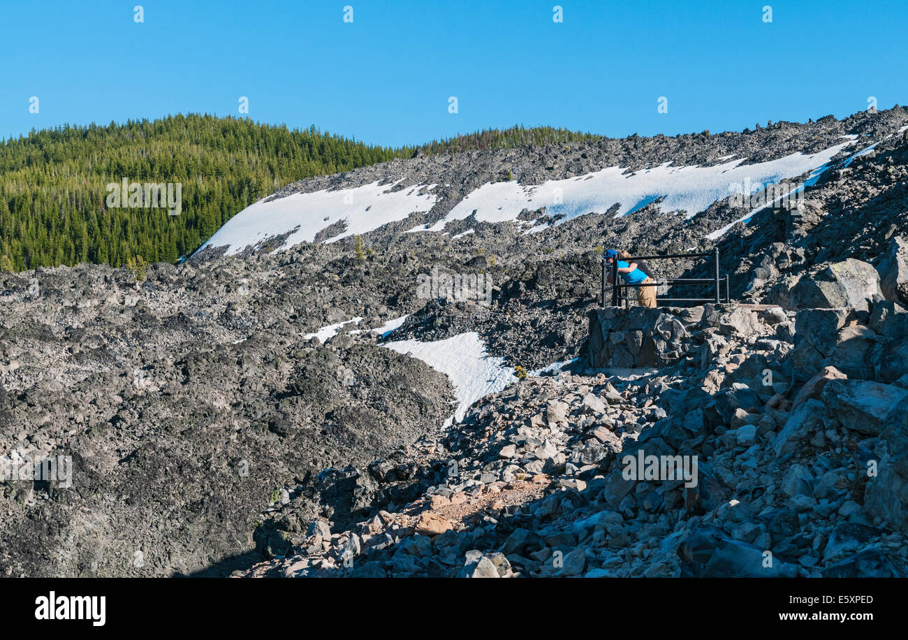 Oregon, Newberry National Volcanic Monument, Newberry Crater, Big Obsidian Flow Stock Photo