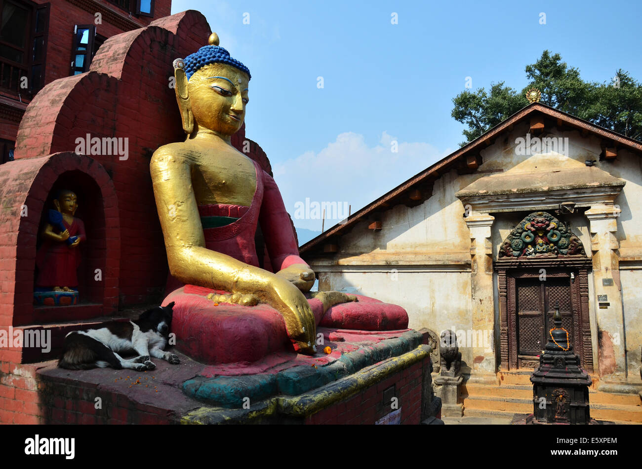 Swayambhunath Temple or Monkey Temple with Buddha eyes or Wisdom eyes ...