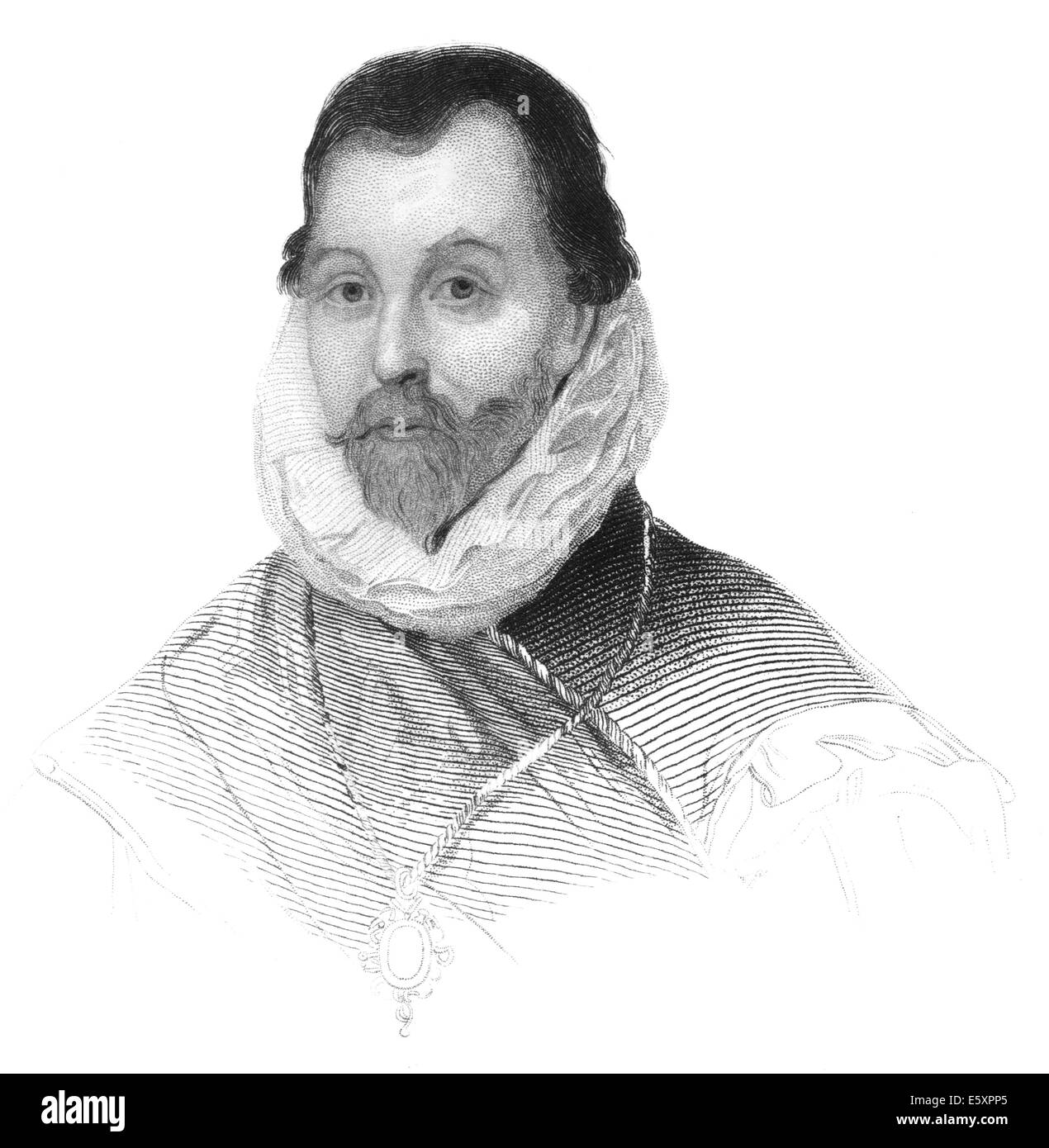 Sir Francis Drake, circa 1540 - 1596, an English sailor, pirate, explorer, Vice Admiral and the first English circumnavigator, Stock Photo