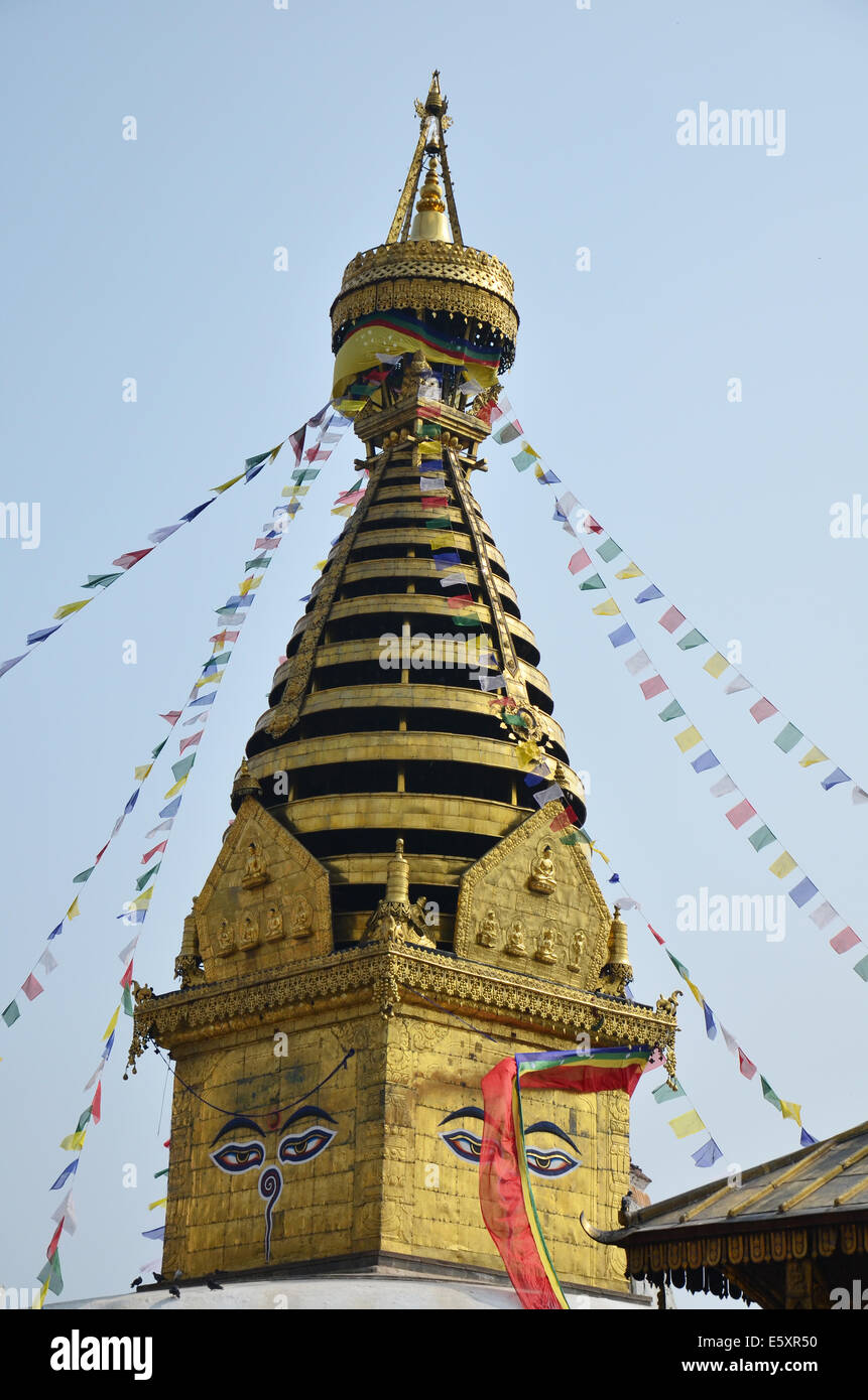 Buddha eyes or Wisdom eyes at Swayambhunath Temple or Monkey Temple ...