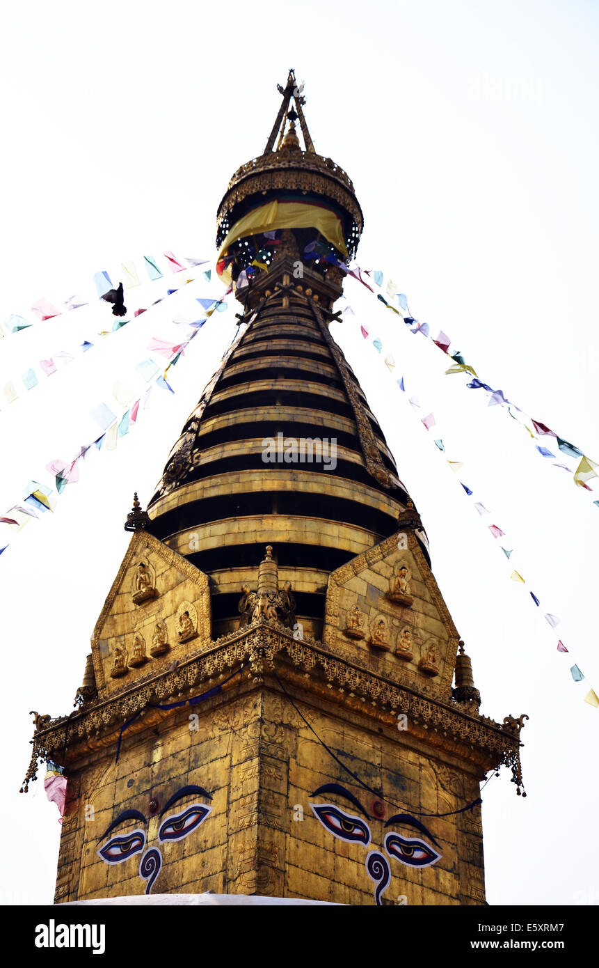Buddha eyes or Wisdom eyes at Swayambhunath Temple or Monkey Temple ...