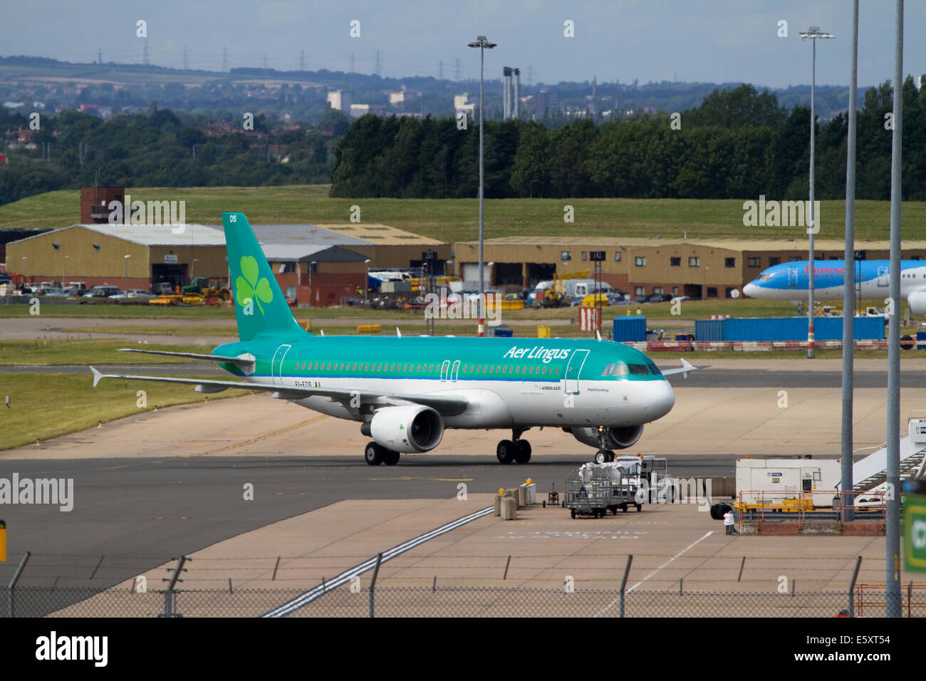 Aer Lingus Airliner taxiing. Birmingham Airport Stock Photo