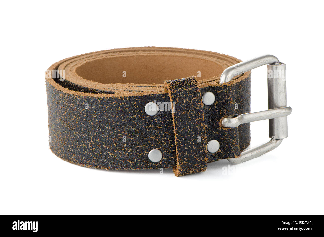 Leather belt isolated on white background Stock Photo - Alamy