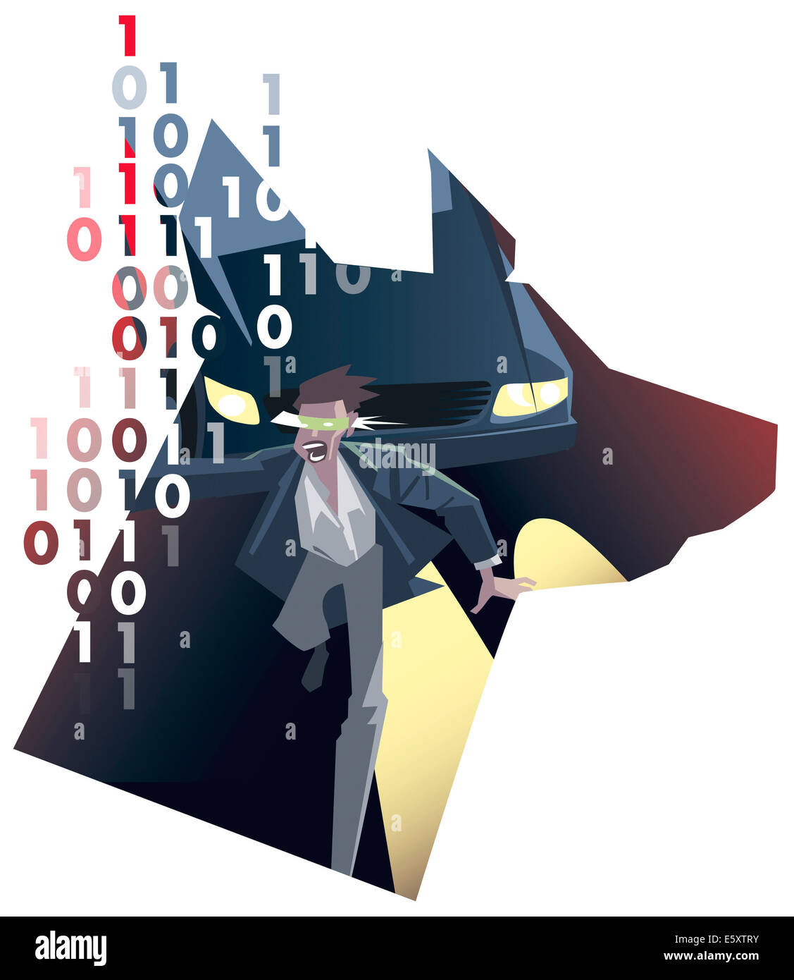 Illustration - Virtual chase at night Stock Photo