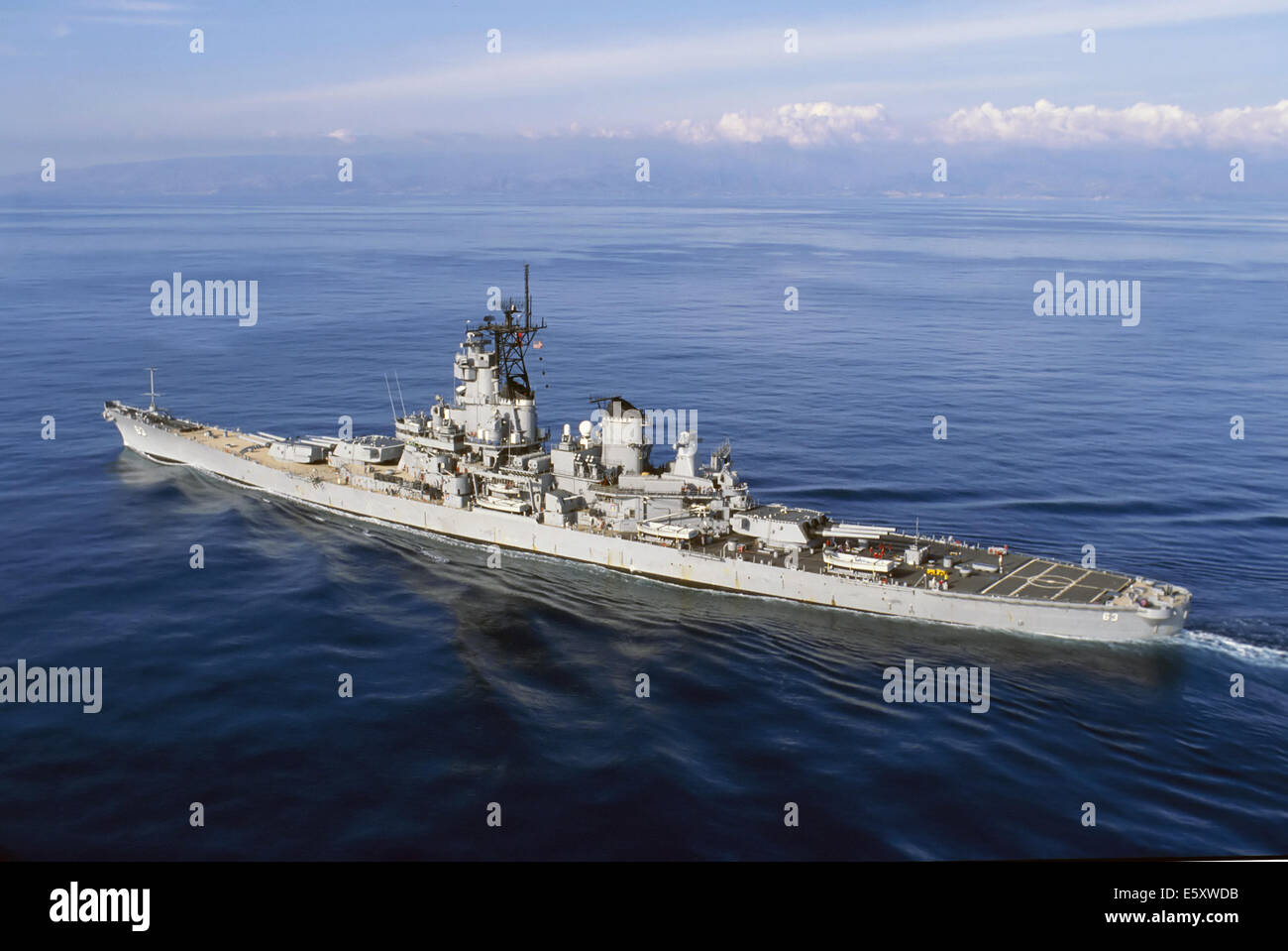 the Missouri battleship in navigation in the Mediterranean sea Stock Photo