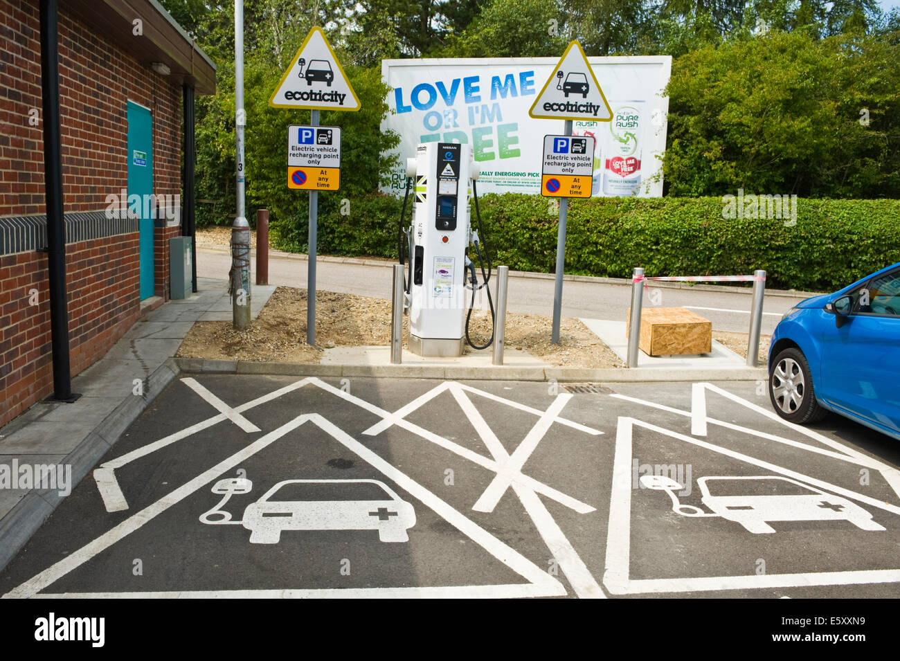 ECOTRICITY electric car recharging point on motorway service station