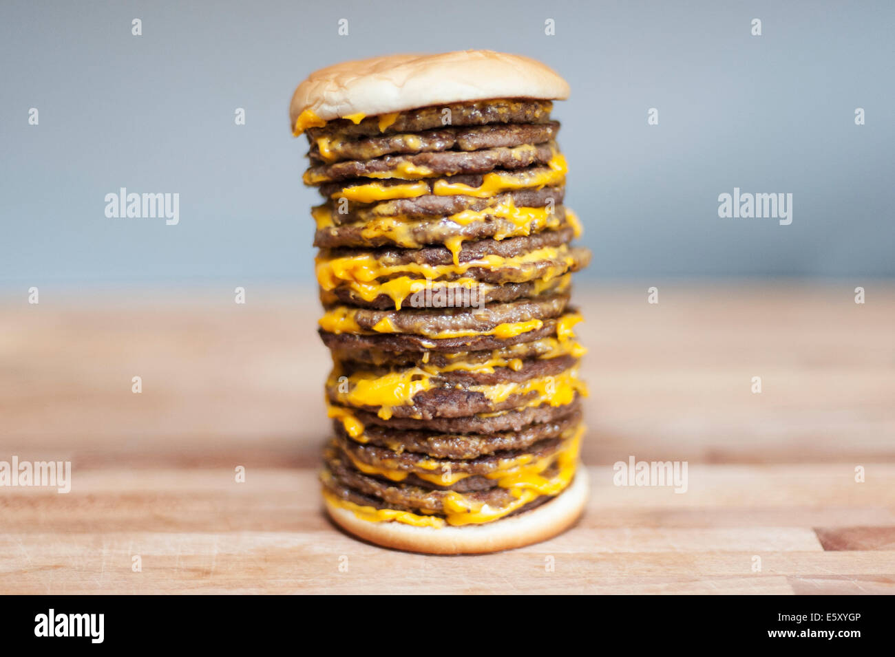 Cheese Burger Tower Stock Photo Alamy