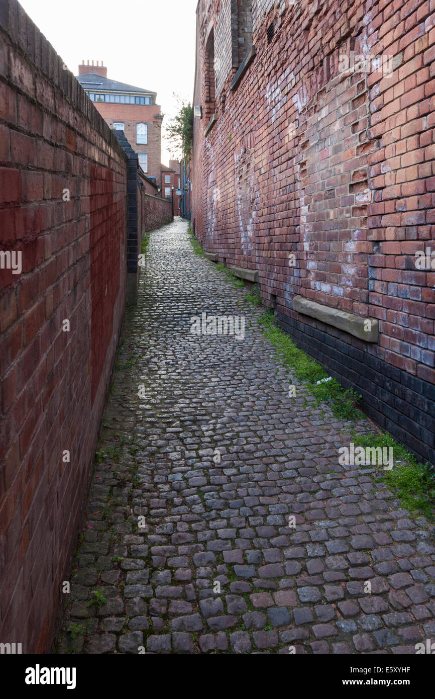 Old cobbled lane, Malin Hill, Nottingham, England, UK Stock Photo