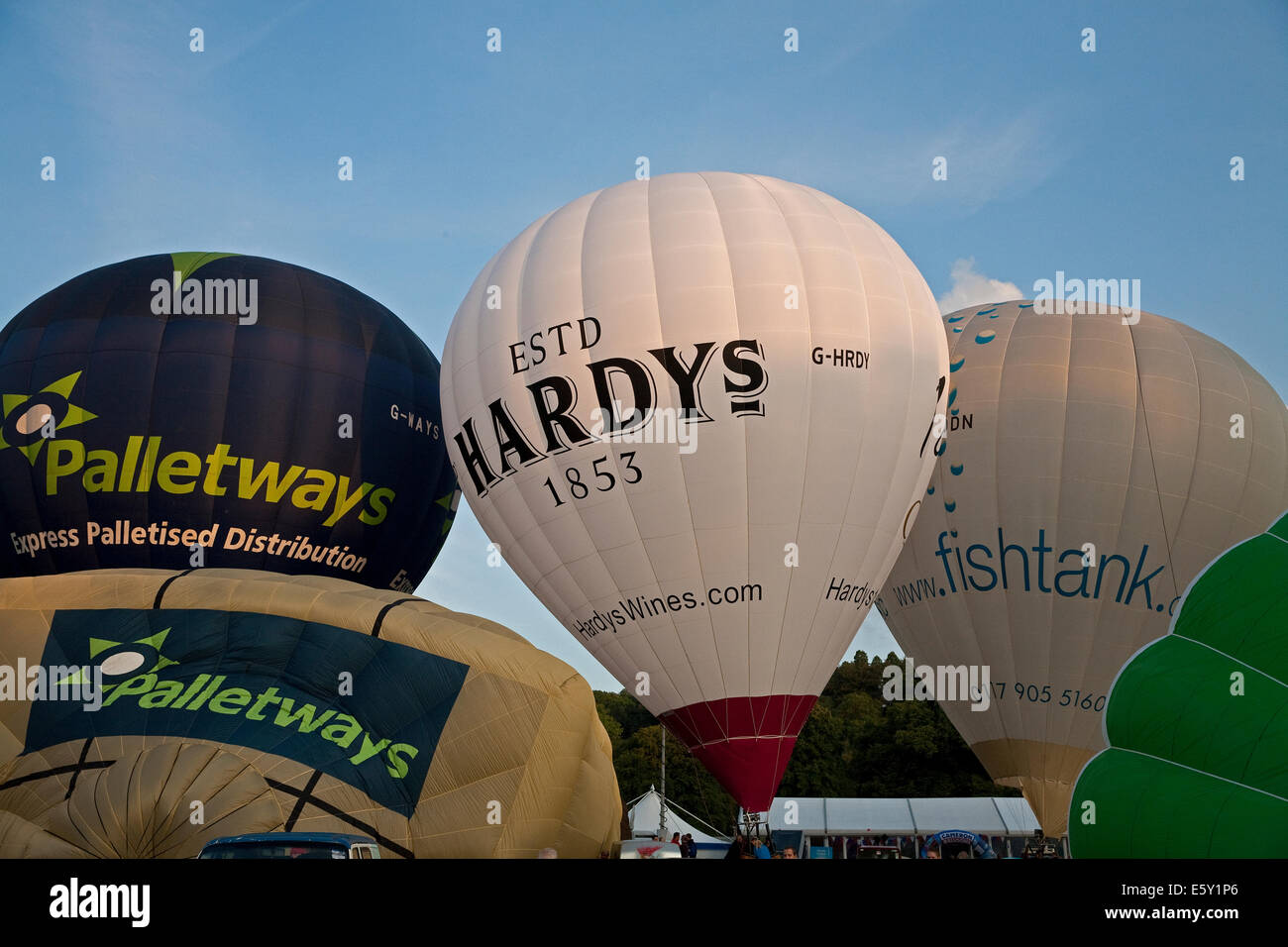 Bristol, UK. 8th August, 2014. Balloons waiting for lift off during the Bristol International Balloon Fiesta Credit: Keith Larby/Alamy Live News Stock Photo