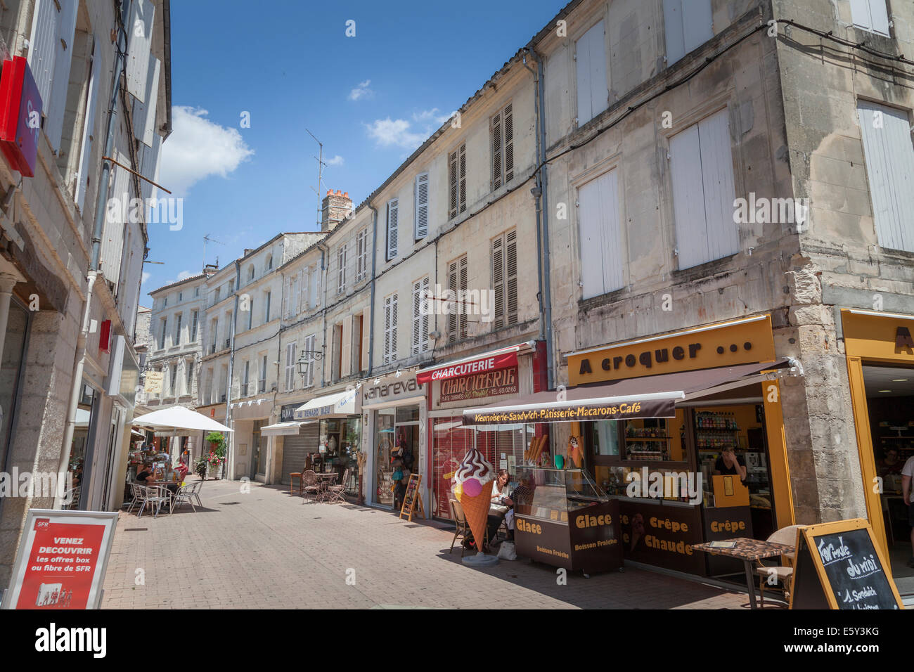 Pedestrian street in Saintes France. Stock Photo