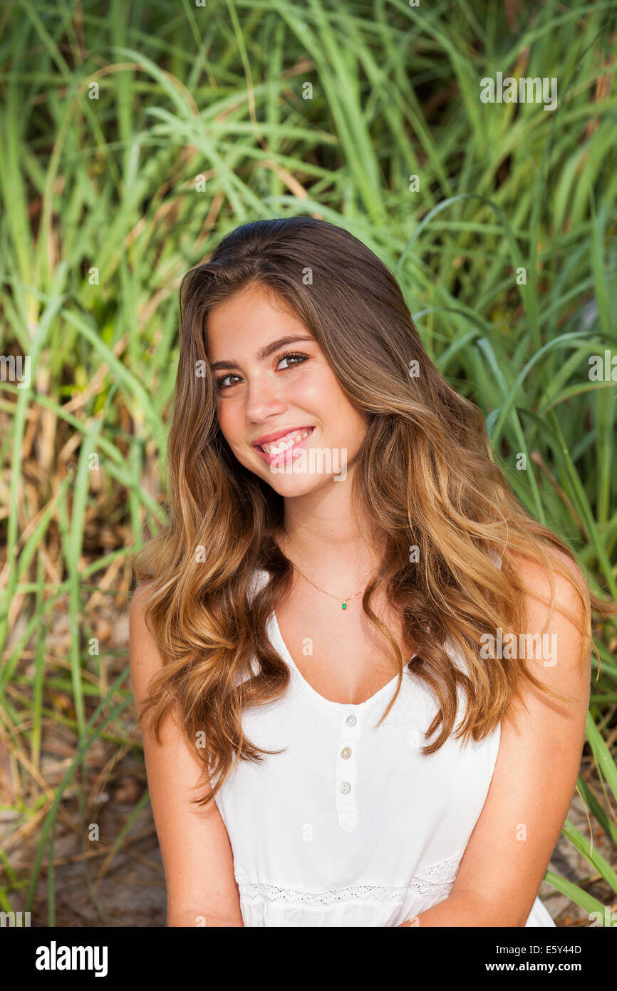 Teenage girl smiling Stock Photo