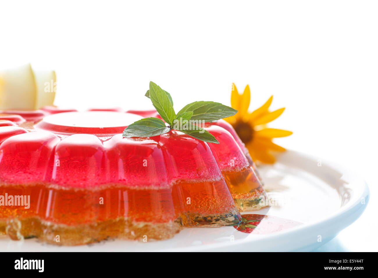 multi-layered fruit jelly isolated on white background Stock Photo