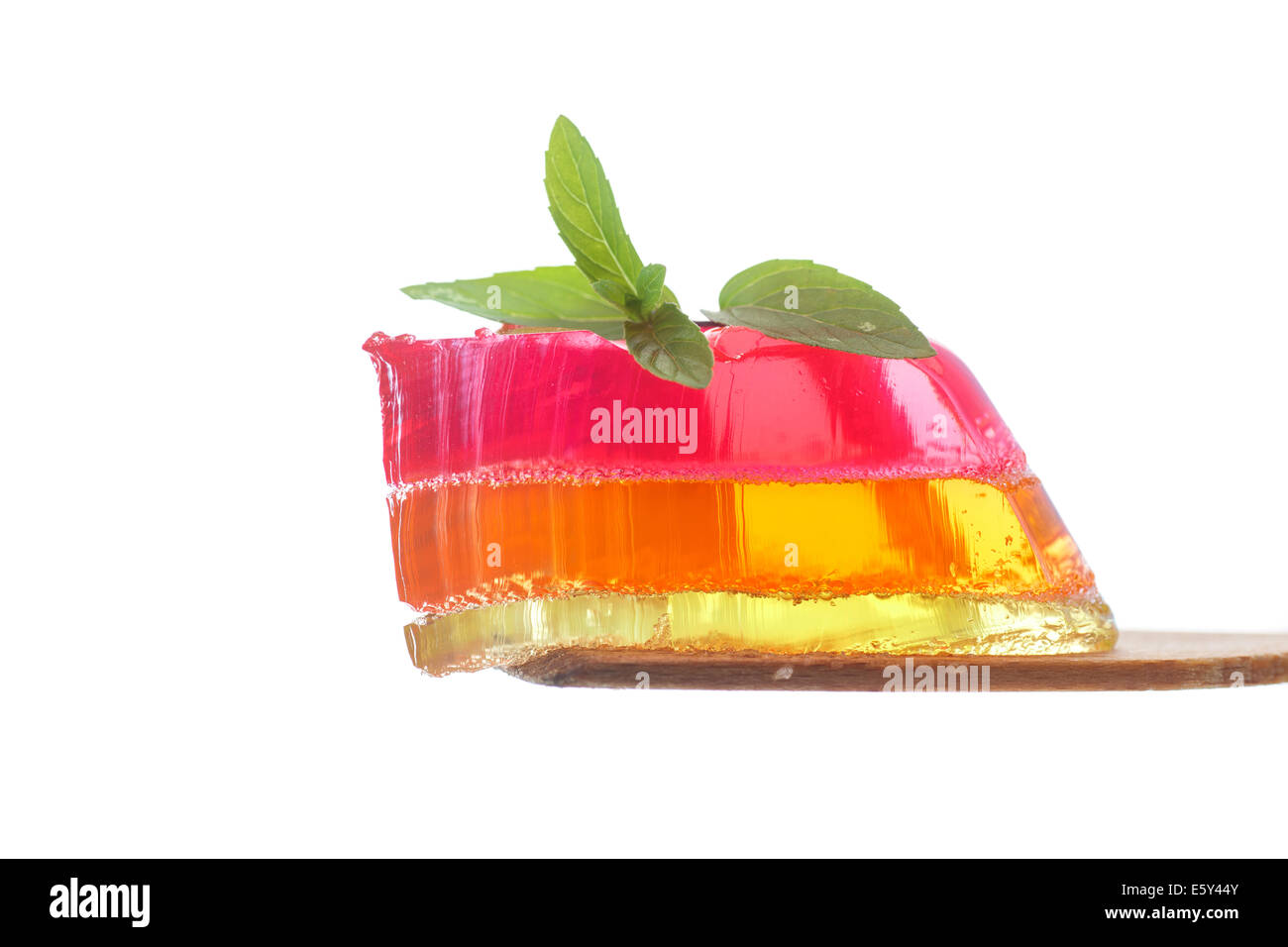 multi-layered fruit jelly isolated on white background Stock Photo