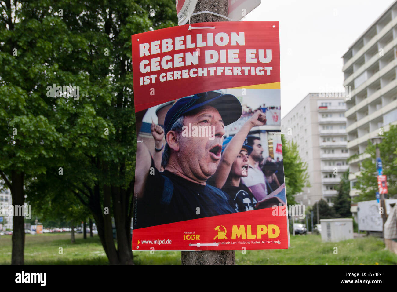 Election poster for MLPD in Berlin, Germany. Stock Photo