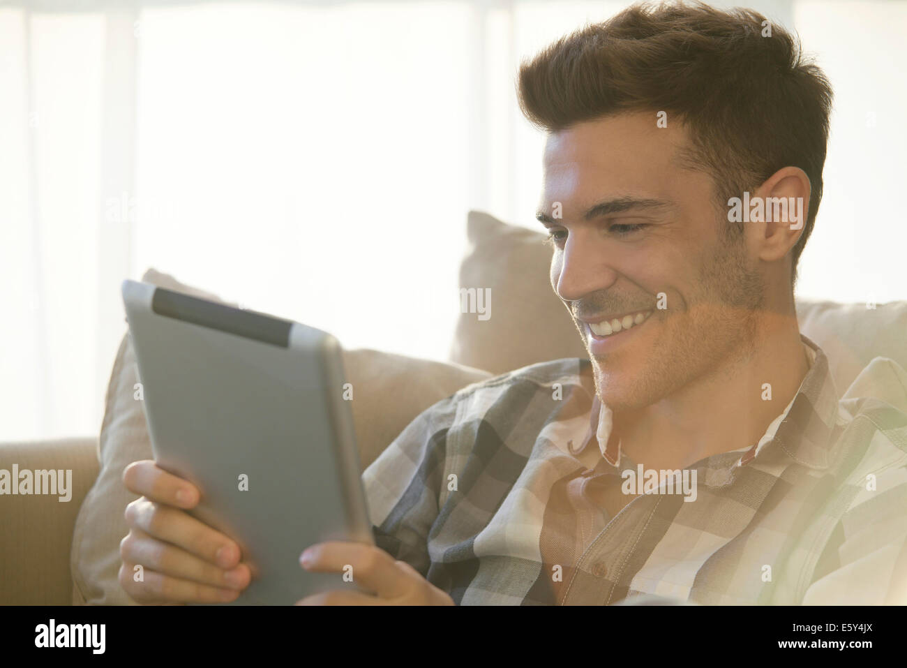 Digital tablets make video chatting with friends and loved ones easy Stock Photo