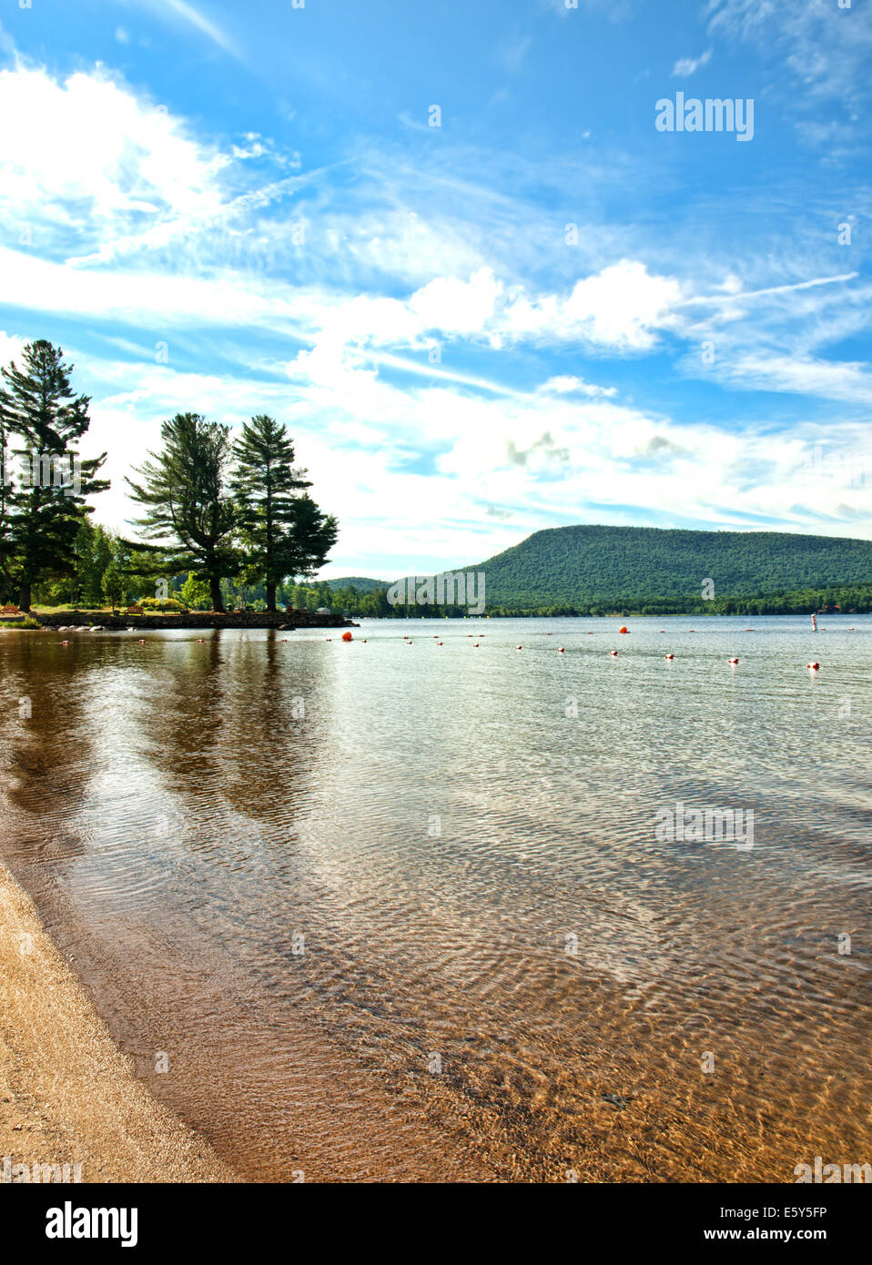 Speculator Beach on Lake Pleasant in Speculator, New York Stock Photo