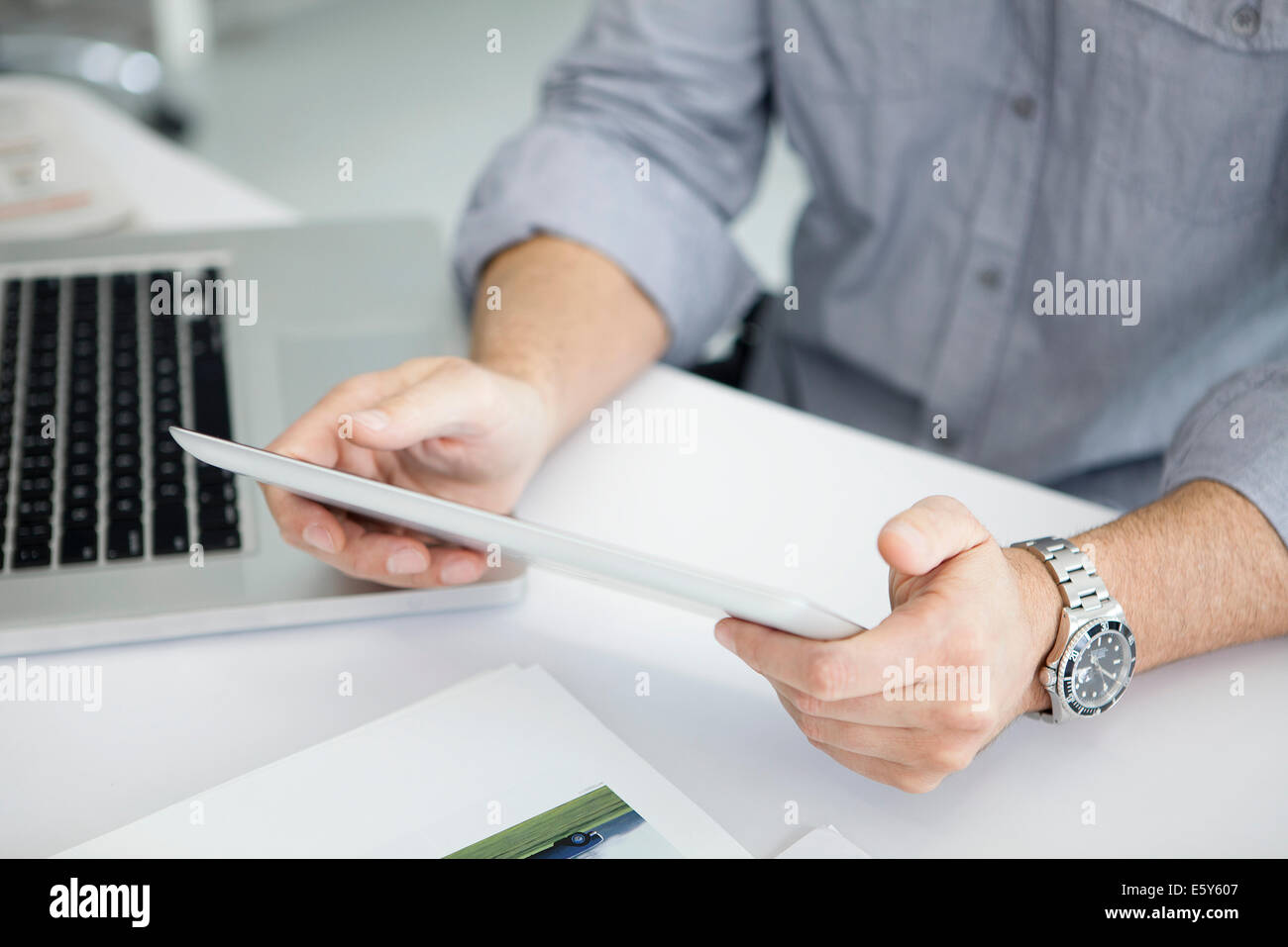 Using digital tablet with touch screen Stock Photo - Alamy