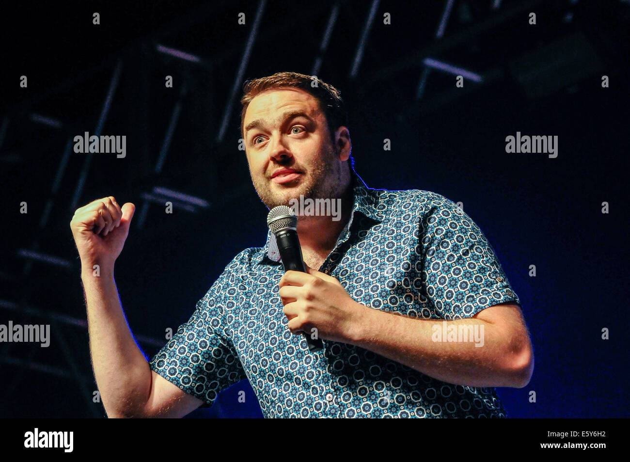 Belfast, Northern Ireland. 7 Aug 2014 - Mancunian Jason Manford performs at Stand-up Comedy night, Feile an Phobail Stock Photo