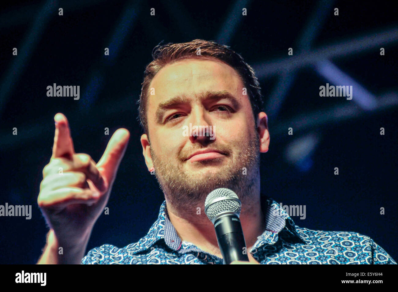 Belfast, Northern Ireland. 7 Aug 2014 - Mancunian Jason Manford performs at Stand-up Comedy night, Feile an Phobail Stock Photo