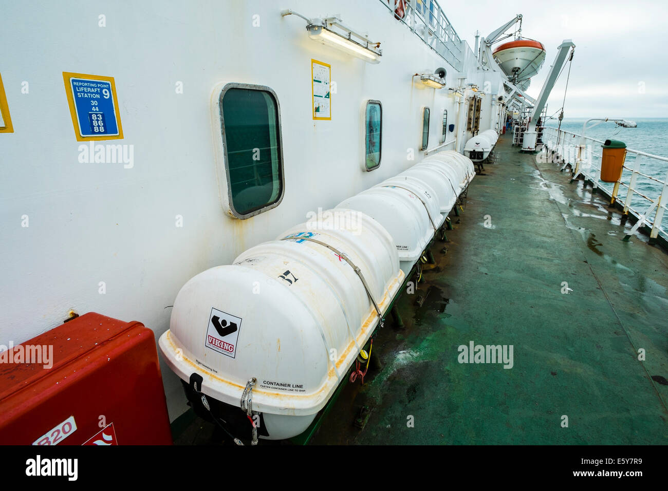Life rafts on the deck of a ferry crossing the North Sea Stock Photo Alamy