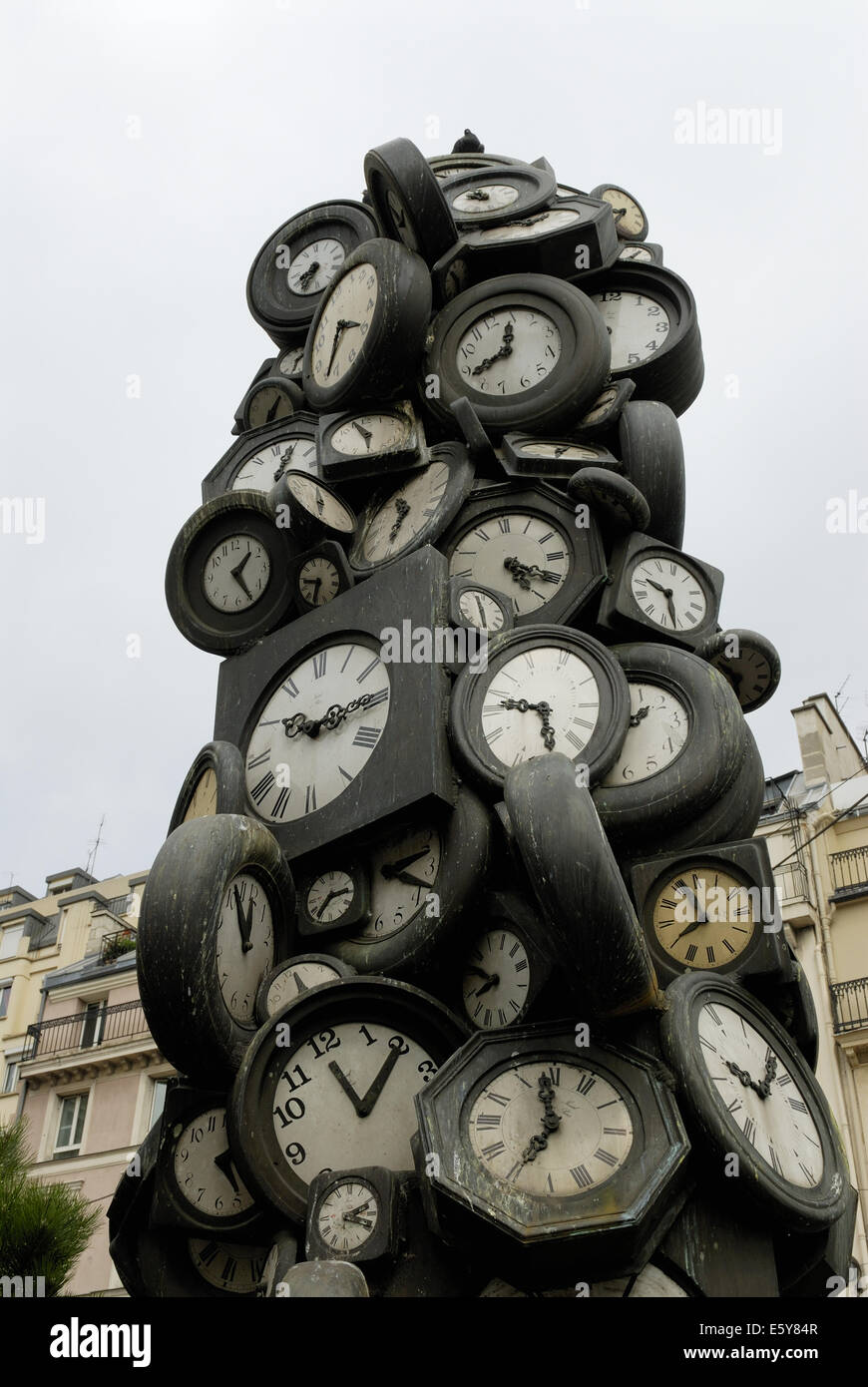 The Clocks by Arman, clock sculpture at Gare St Lazare railway station,  Paris, France Stock Photo - Alamy