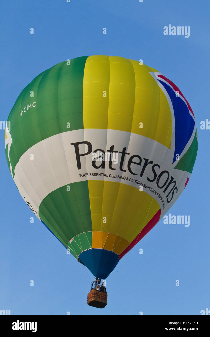 Bristol, UK. 8th August, 2014. Pattersons Balloon lifts off during the Bristol International Balloon Fiesta Credit: Keith Larby/Alamy Live News Stock Photo