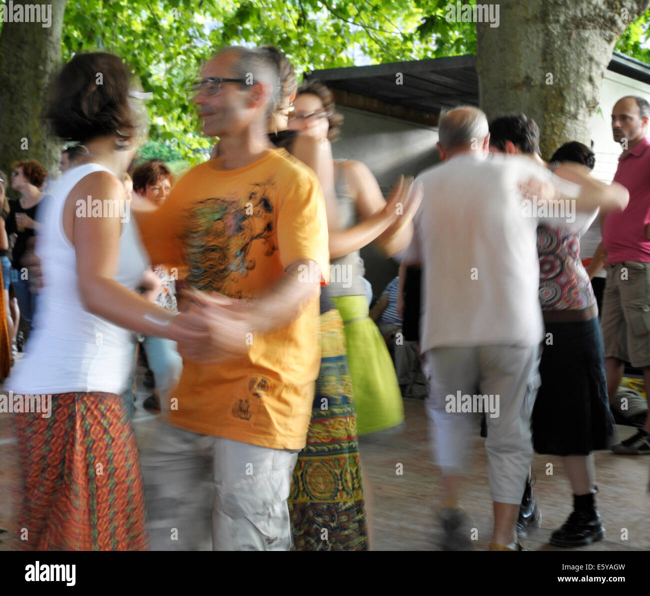 Dancing at the Bouche Oreille music festival in Parthenay Deux-Sevres France Stock Photo