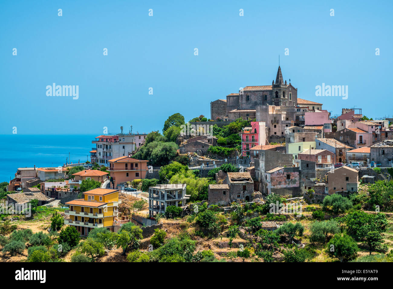 View of a small village of Forza d'Agro, Sicily Stock Photo - Alamy