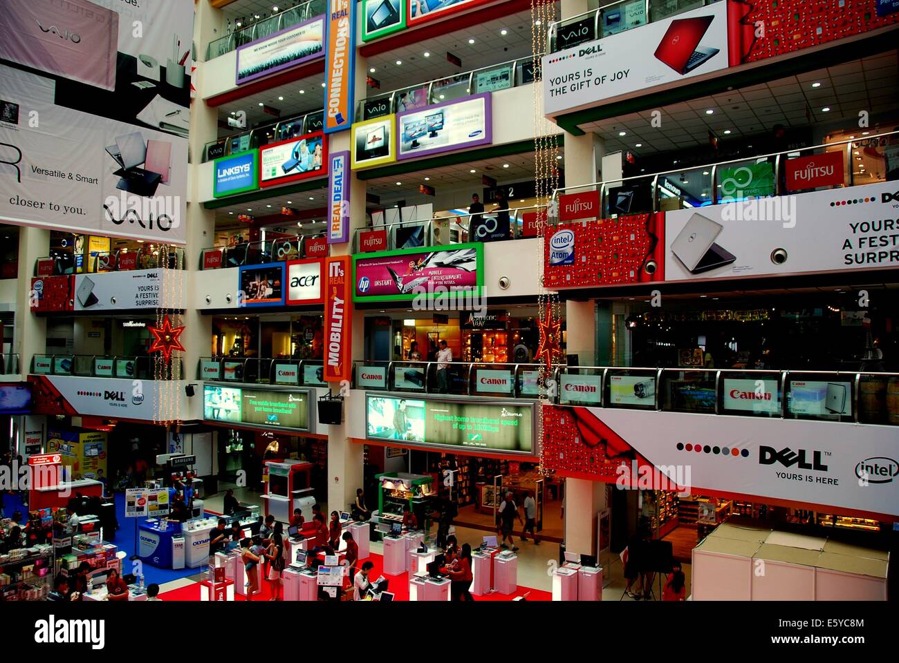SINGAPORE Interior Atrium lined with electronics, computer, and camera stores at famed Funan
