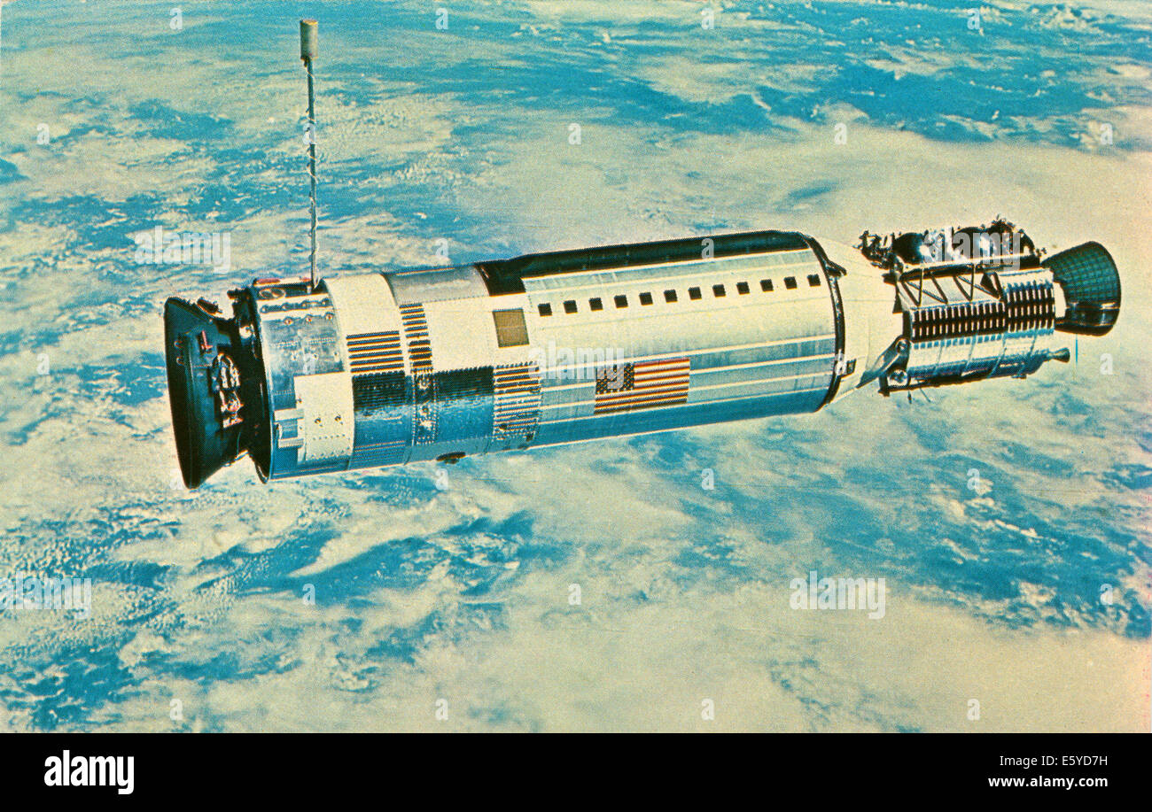 Gemini 12 Spacecraft in Orbit with View of Earth, Stock Photo