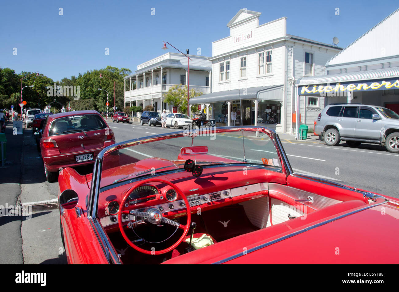 Red sports car, Martinborough, Wairarapa, North Island, New Zealand Stock Photo