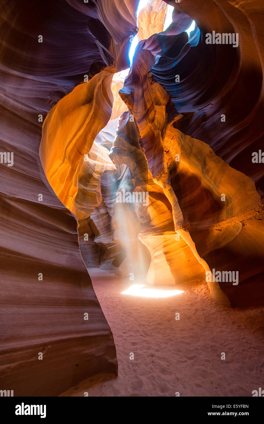 Light beams in Upper Antelope Canyon Stock Photo