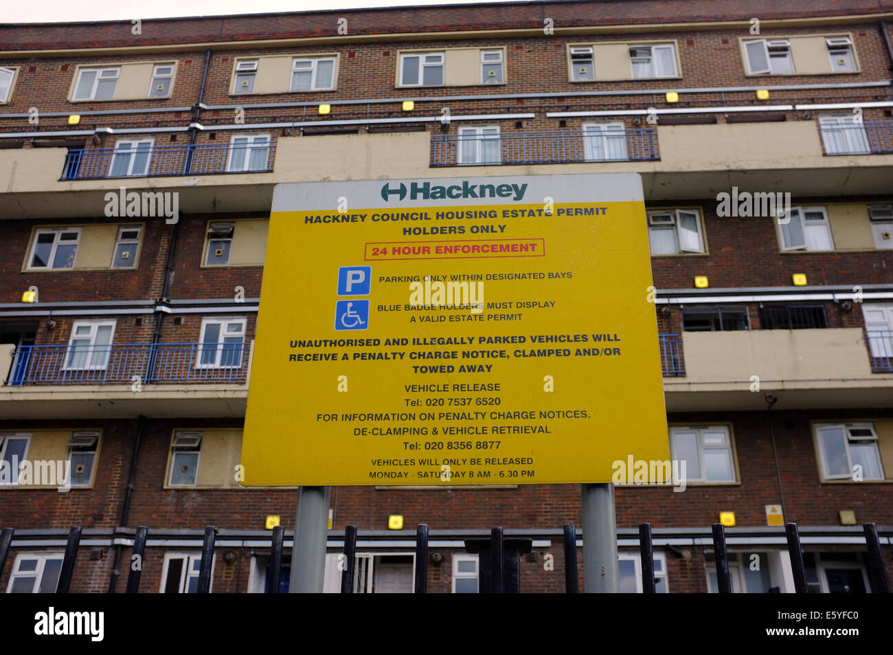 Permit Holder parking sign by Housing Estate in Hackney Stock Photo