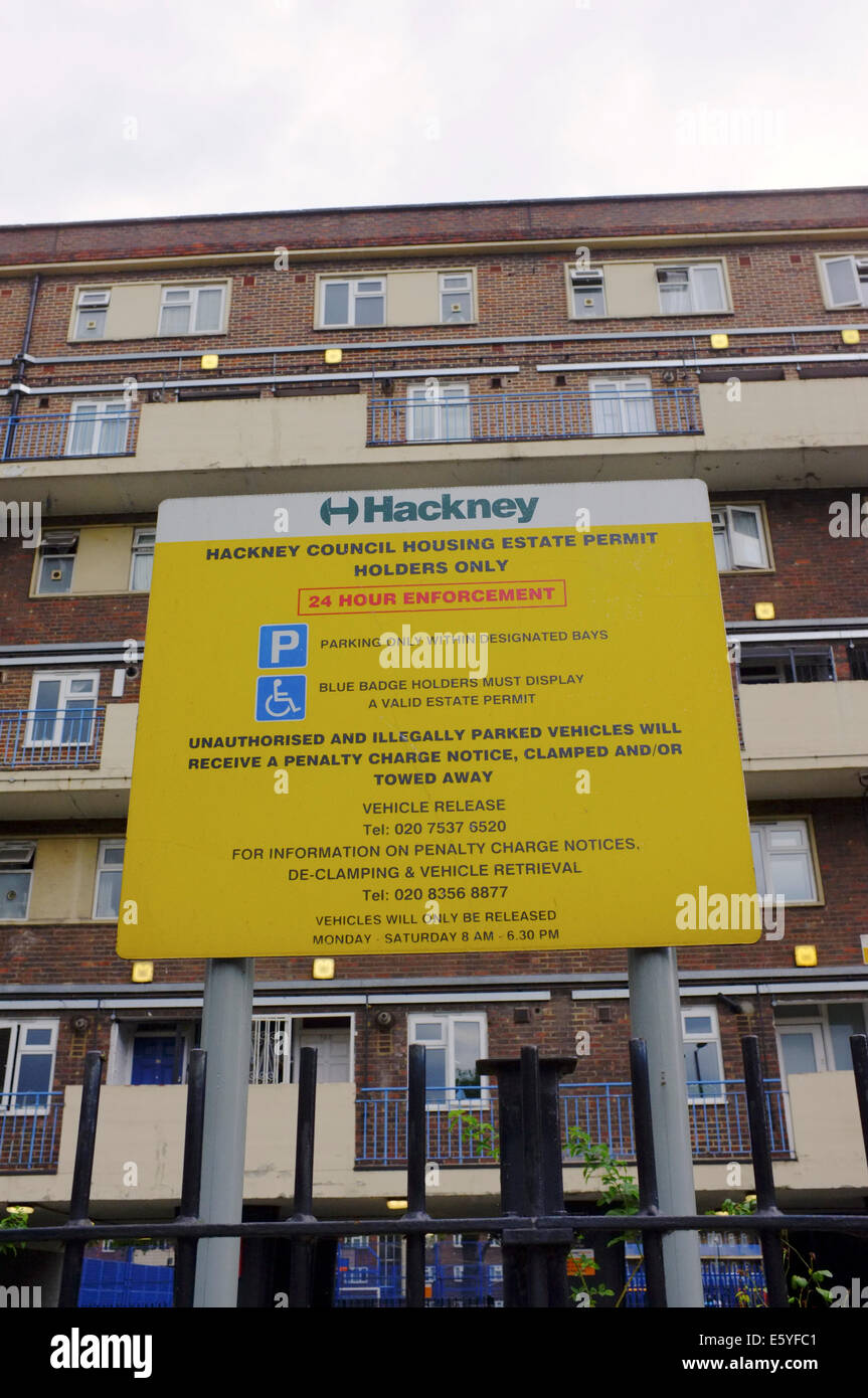 Permit Holder parking sign by Housing Estate in Hackney Stock Photo